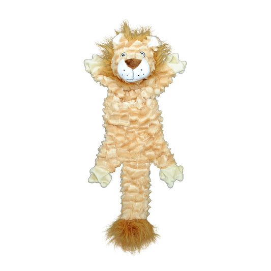 Jolly Pets plush lion dog toy with soft texture and squeaky sound for playful dogs