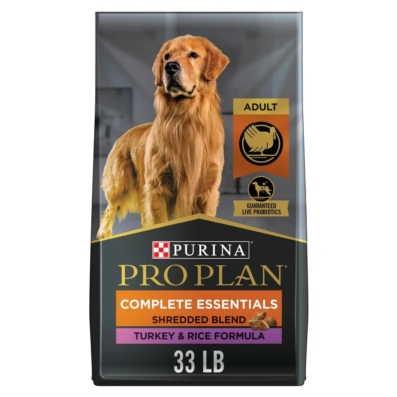Purina Pro Plan Complete Essentials probiotic dry dog food with turkey and rice formula 33 lb bag