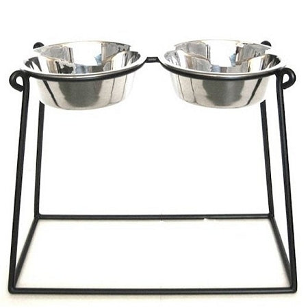 Pyramid Elevated Double Dog Feeder - XX Large/Black PawCounter.com