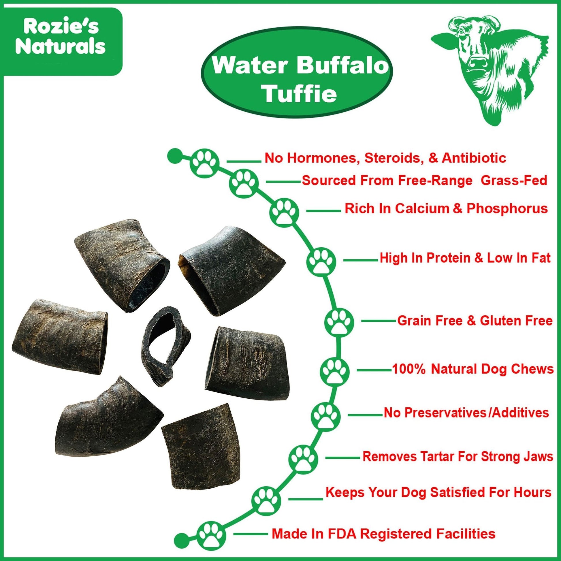 Natural dog chews buffalo horn water buffalo tuffie with no hormones steroids antibiotic
