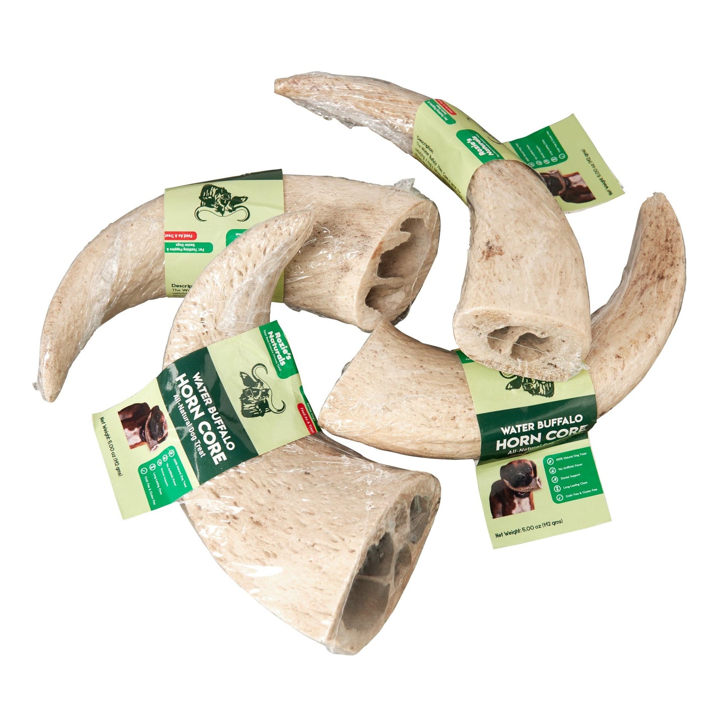 Natural water buffalo dog chews from PawCounter.com featuring durable horn core treats for dogs