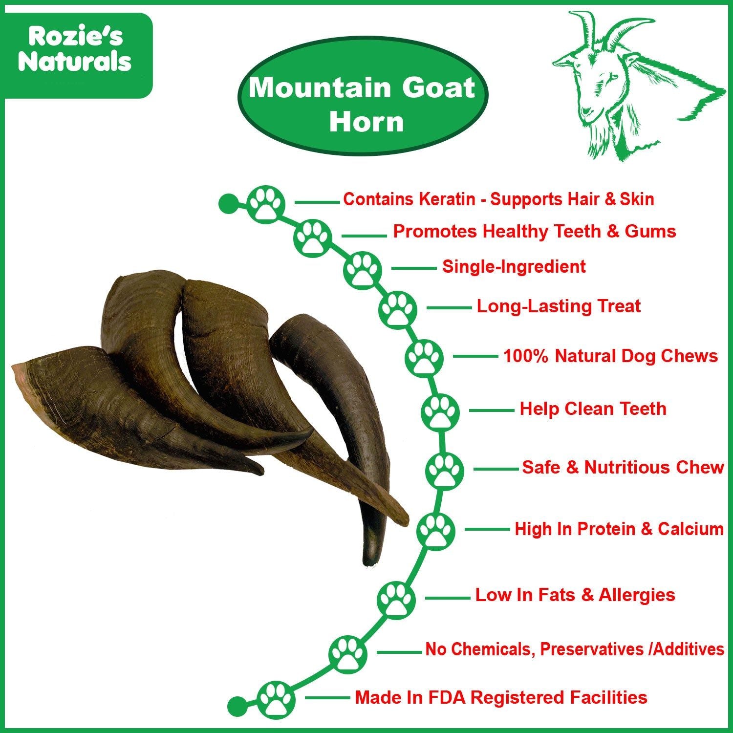 Natural goat horn dog chews from PawCounter com mountain goat horn treats supporting teeth and skin health