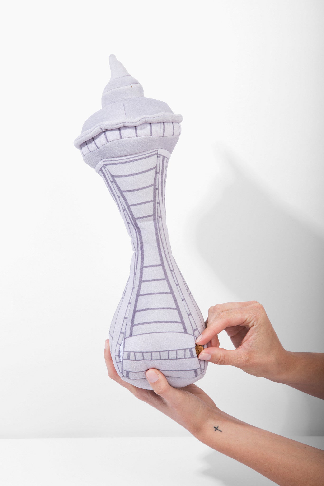 Seattle themed dog toy shaped like the iconic Space Needle for playful pets