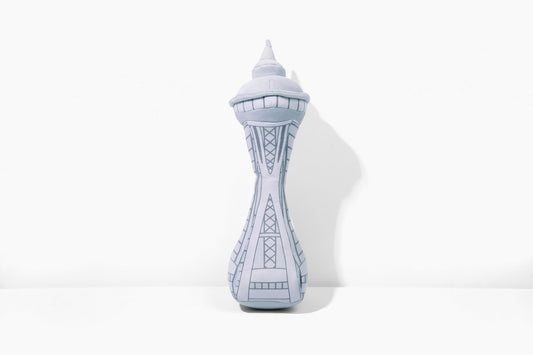 Seattle themed dog toy shaped like the iconic Space Needle for playful pups
