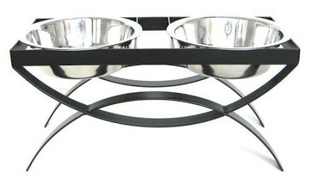 SeeSaw Double Elevated Dog Bowl - Large/Black PawCounter.com