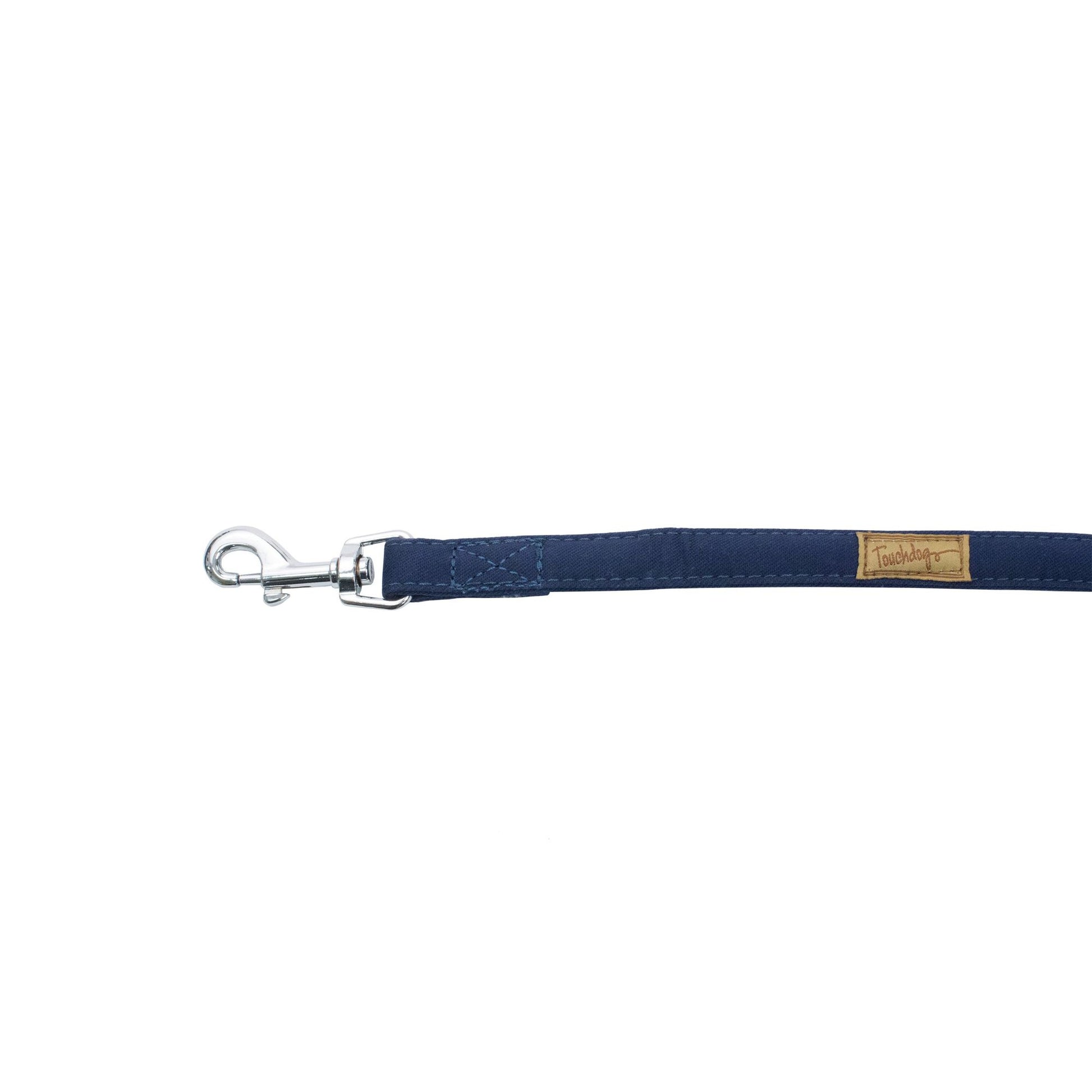 Navy blue adjustable dog harness and leash with metal clip from PawCounter.com