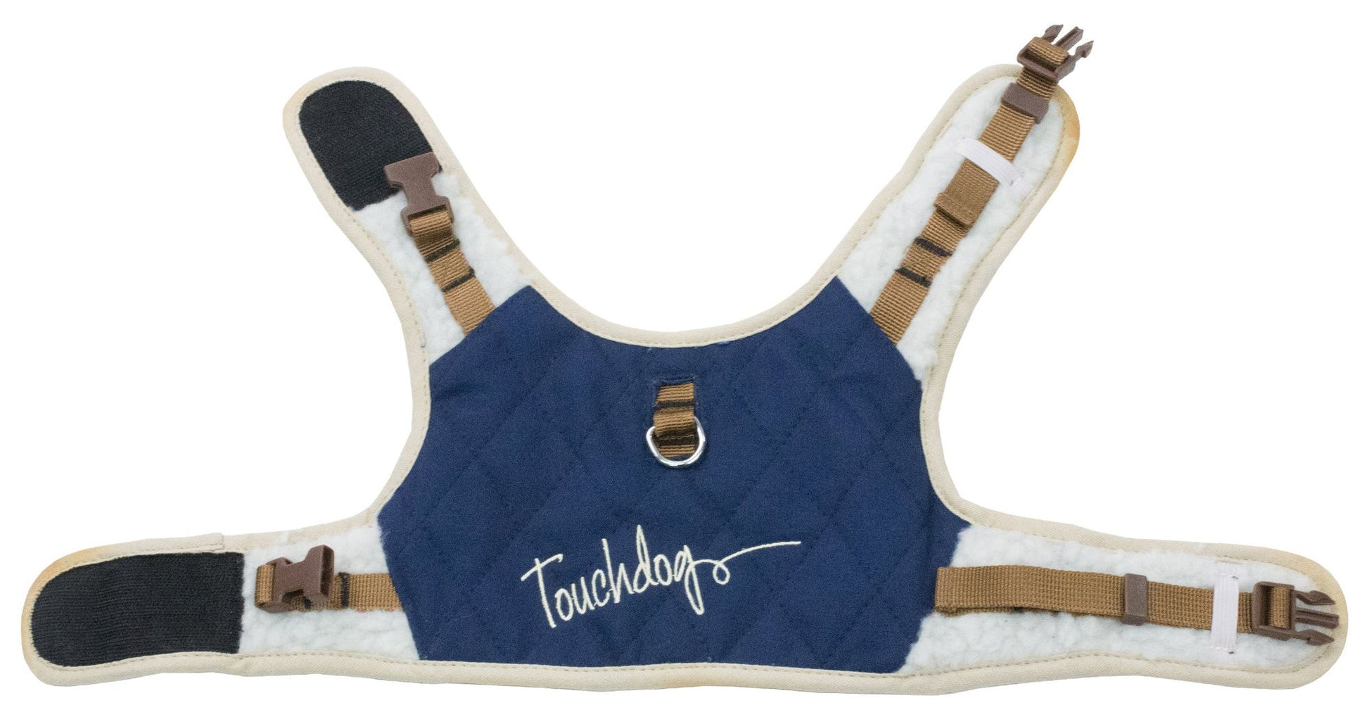 Adjustable dog harness and leash in navy blue with soft padding and secure buckles by PawCounter.com
