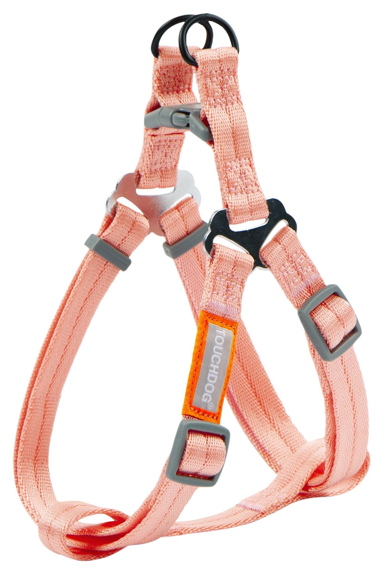 Durable dog harness and leash set in pink with adjustable straps and metal rings by PawCounter.com