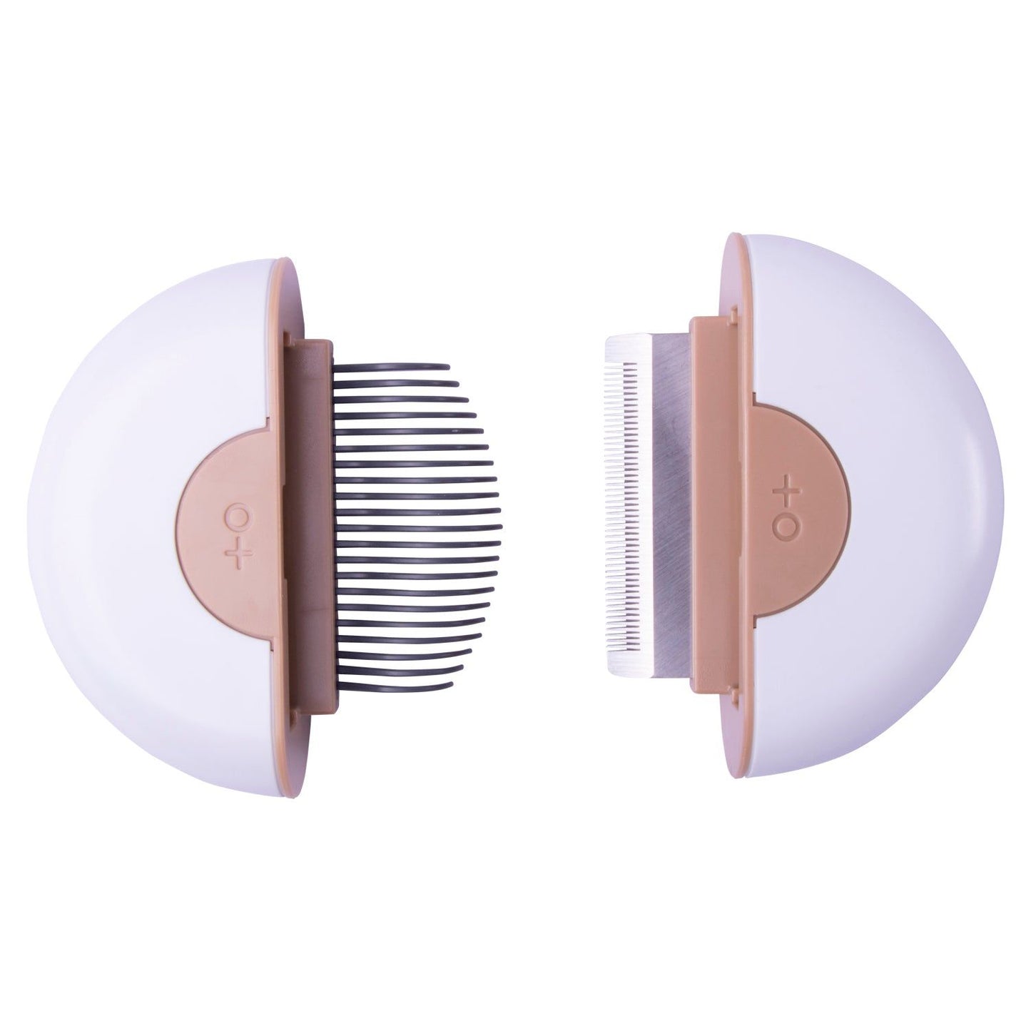 Compact travel pet grooming comb with dual-sided design for easy pet hair removal