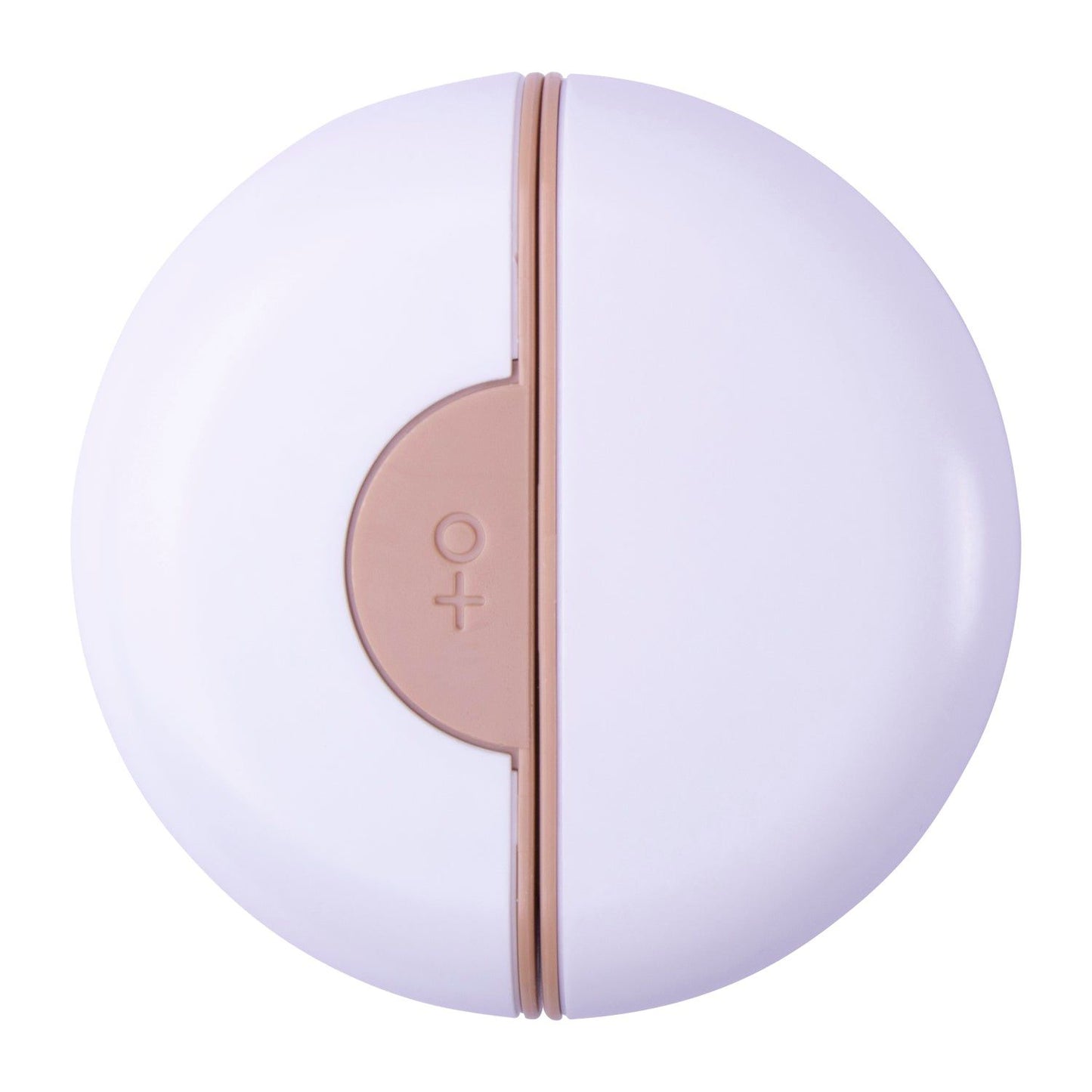 Compact round travel pet grooming comb in white and beige for easy on-the-go pet care