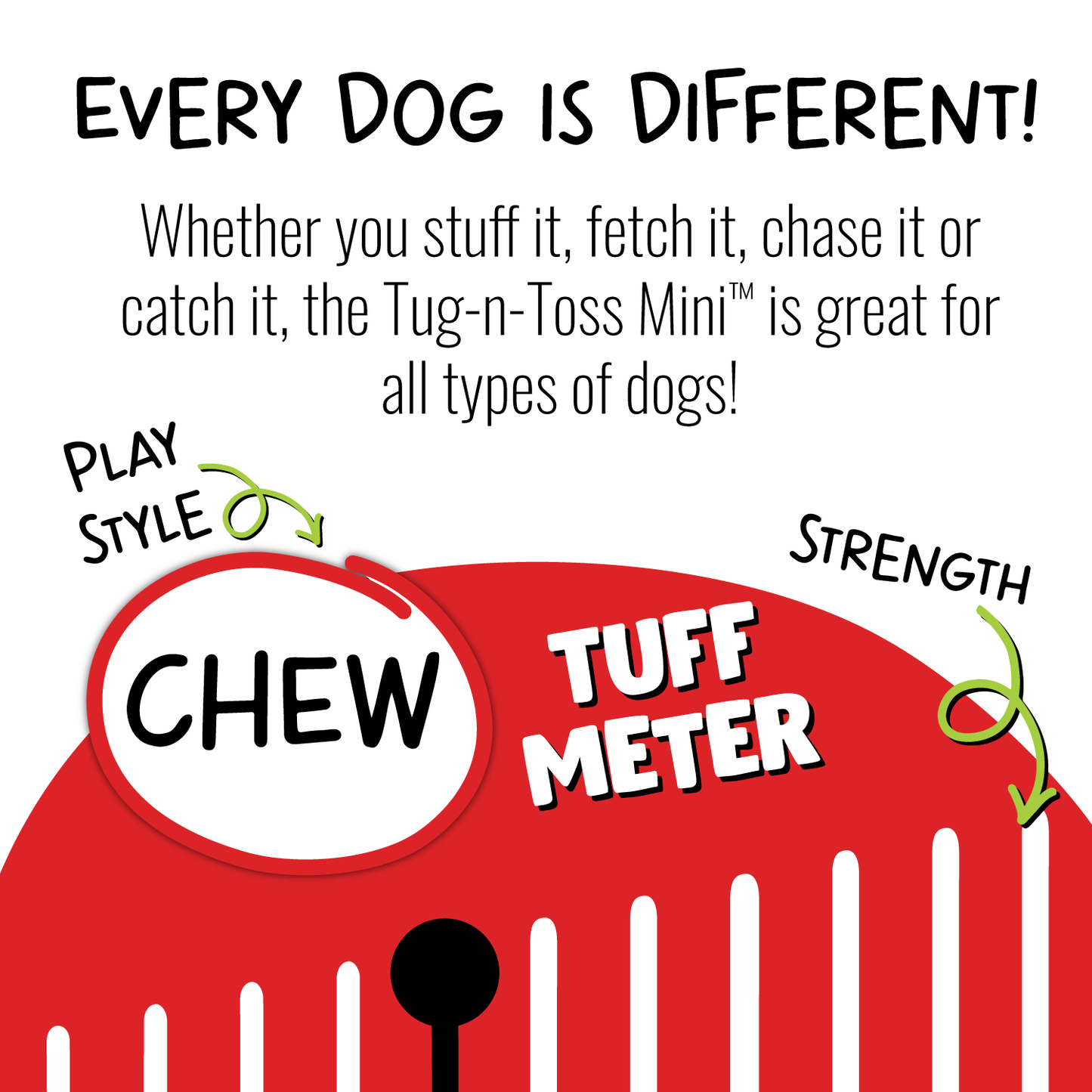 Jolly Pets Tug-N-Toss Mini dog tug toy designed for interactive play and chewing durability