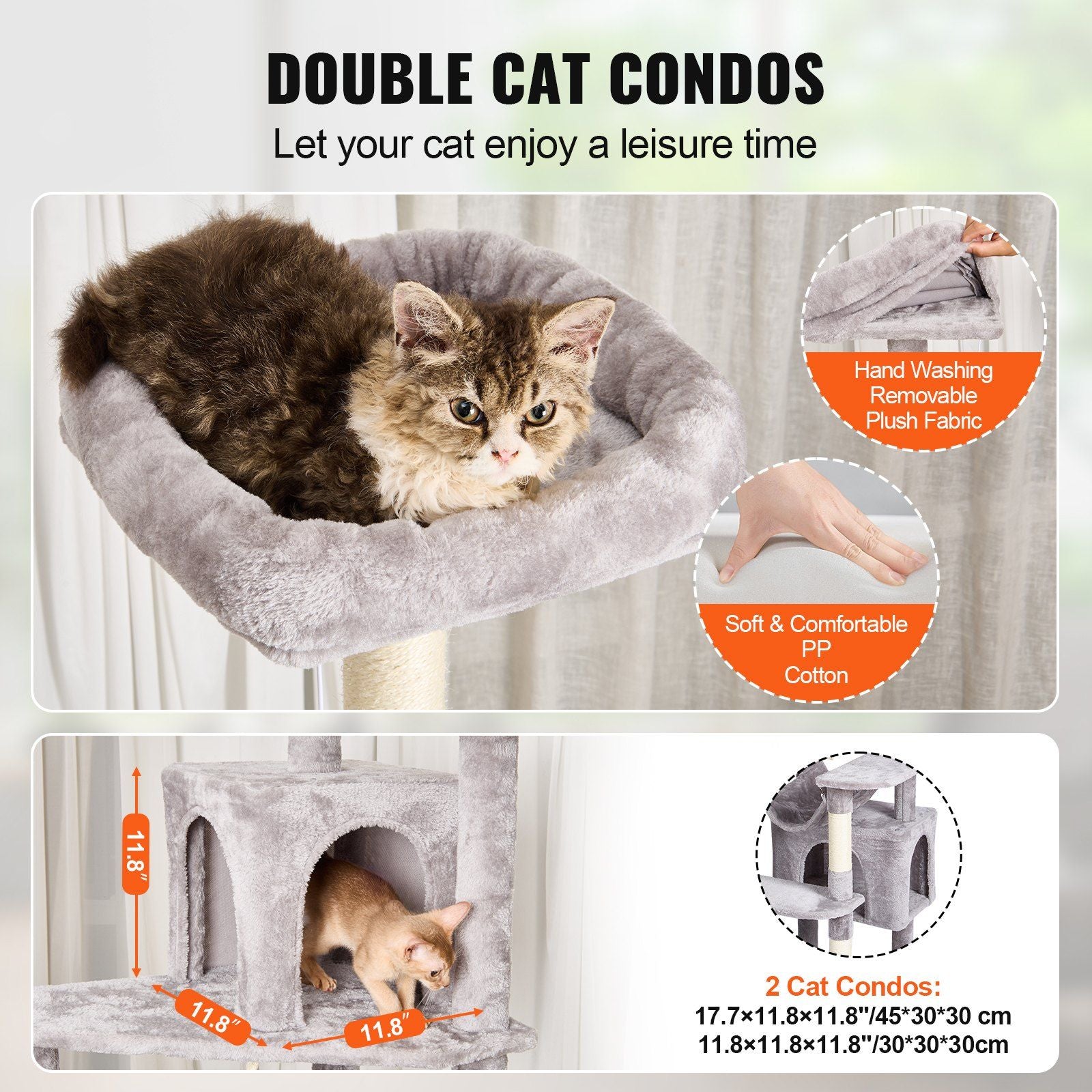 72 inch cat tree with condos featuring plush fabric and double cat condos for leisure time