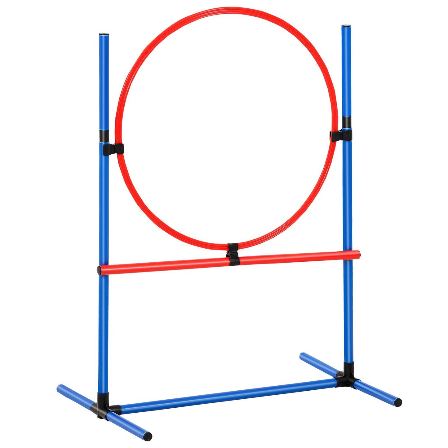 Red and blue dog agility training set hoop jump for pet exercise and skill development