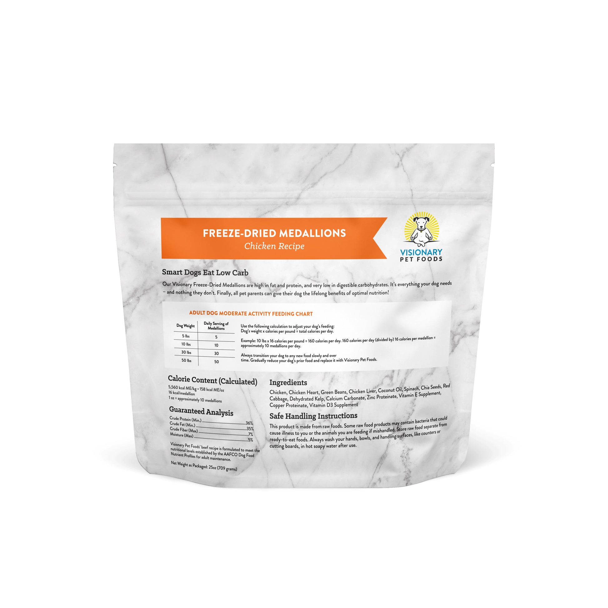 Visionary Pet Foods Freeze Dried Dog Food Chicken Medallions for Healthy Pet Nutrition