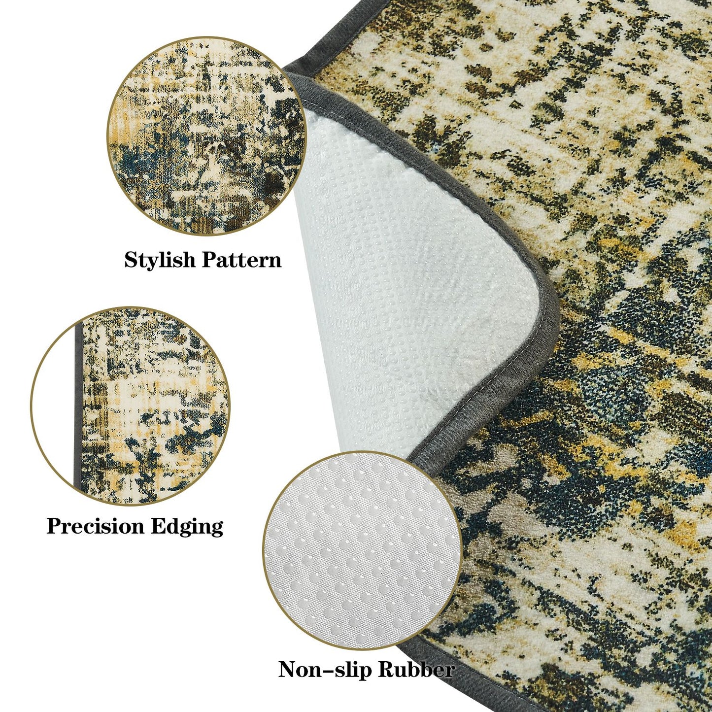 Washable pee pads for dogs with stylish pattern, precision edging, and non-slip rubber backing