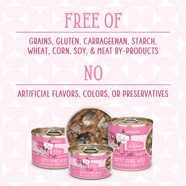 The Family Pet salmon wet cat food cans with no grains gluten artificial flavors or preservatives