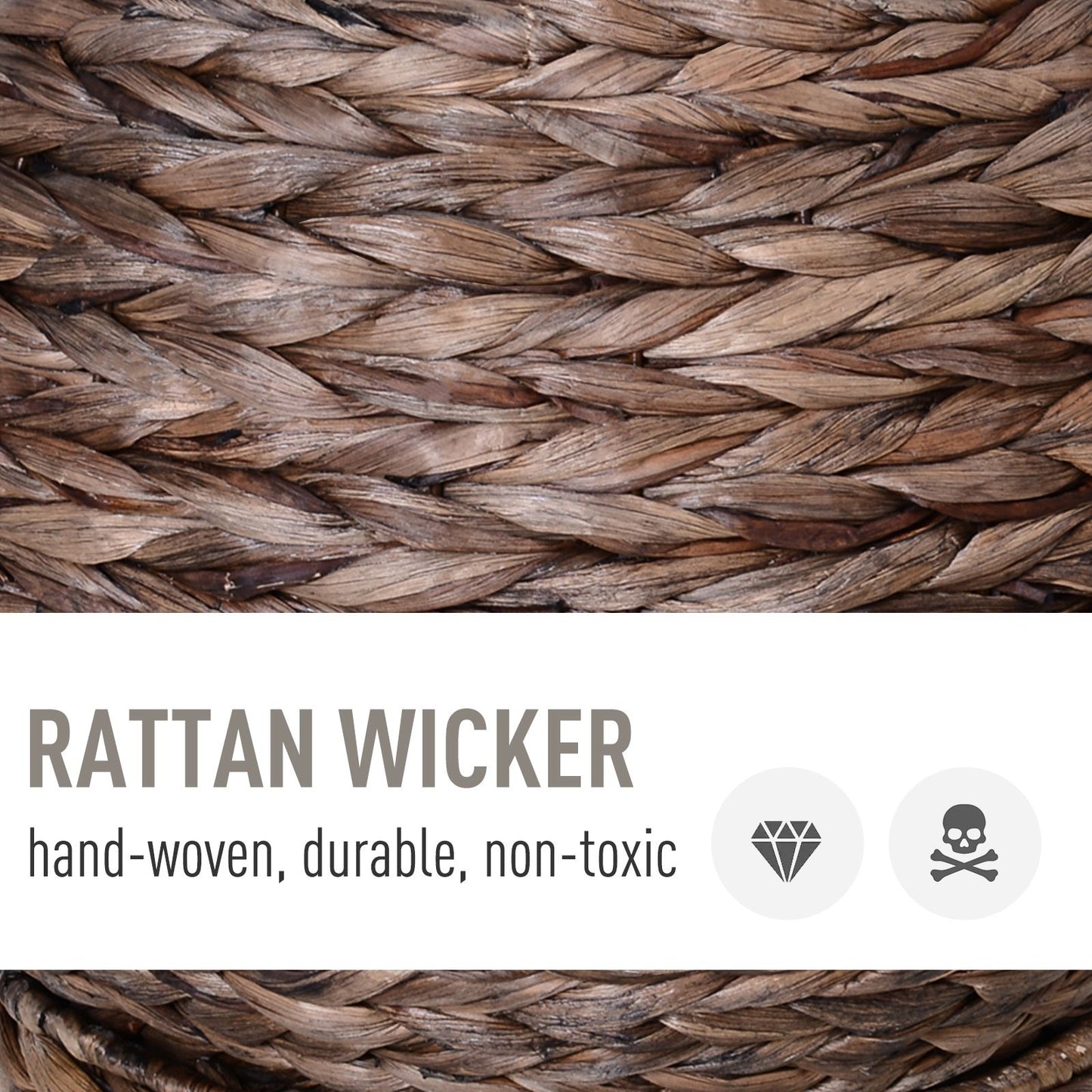Close-up of hand-woven rattan wicker texture used for durable and non-toxic wicker cat bed with cushion
