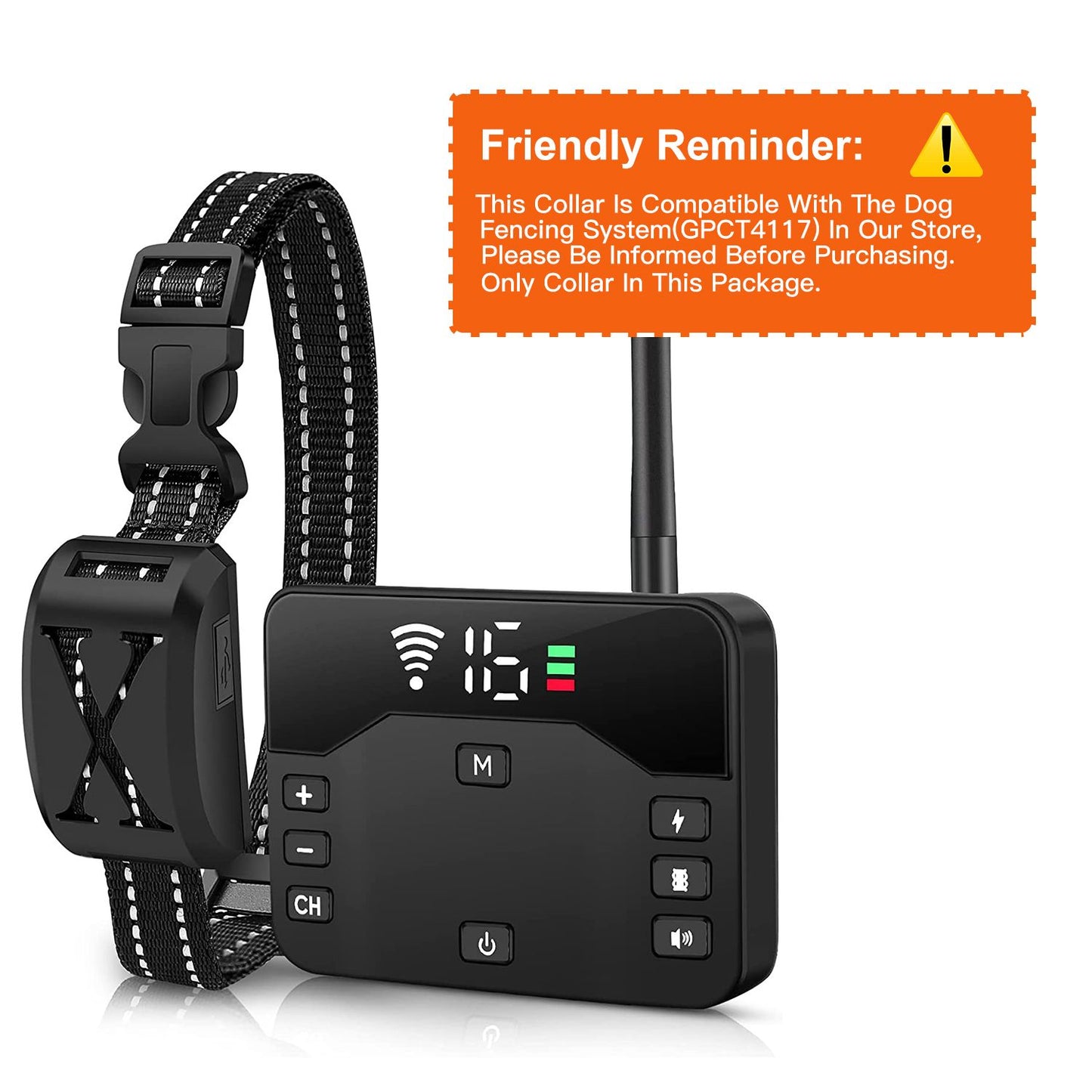 Wireless electric dog fence collar system with adjustable strap and control unit for pet safety