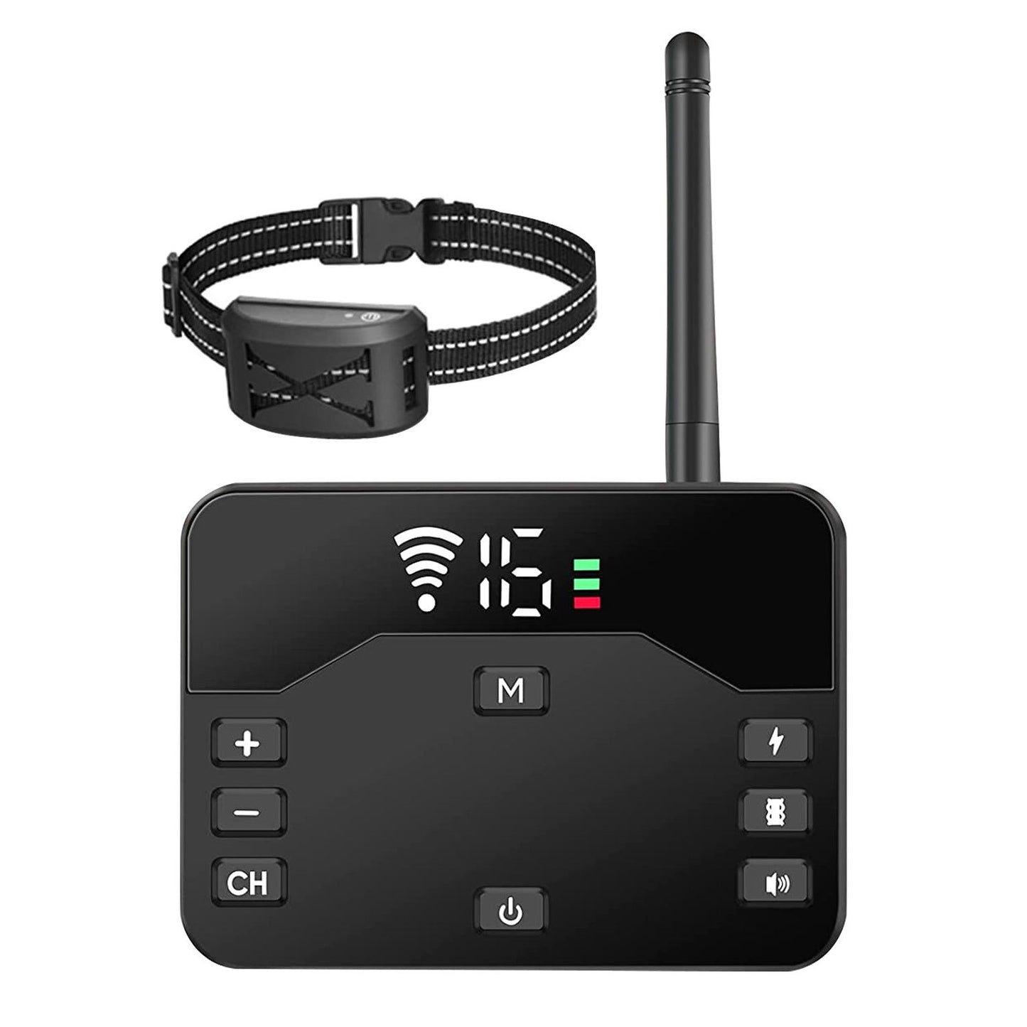 Wireless electric dog fence system with control panel and adjustable collar for pet safety