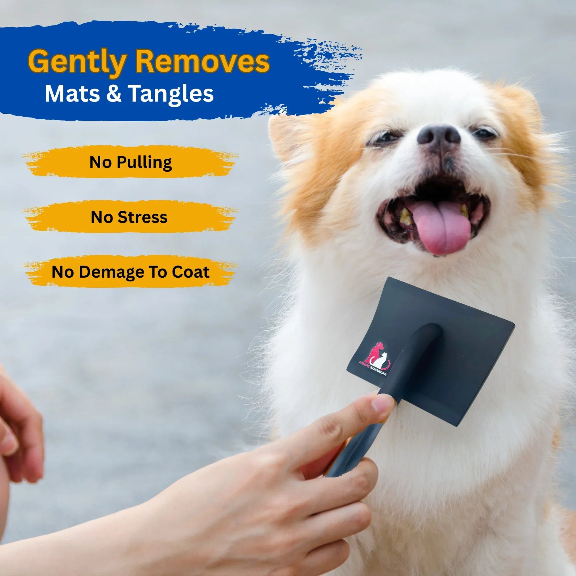 Wooden handle pet slicker brush gently removes mats and tangles from your dog's coat