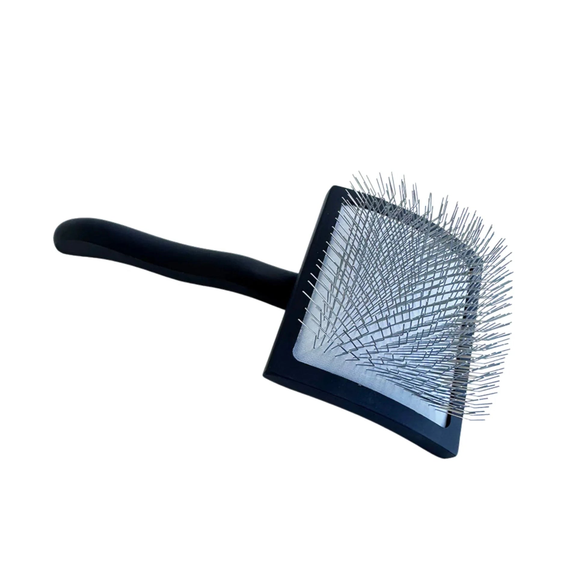 Wooden handle pet slicker brush with fine wire bristles for effective dog grooming