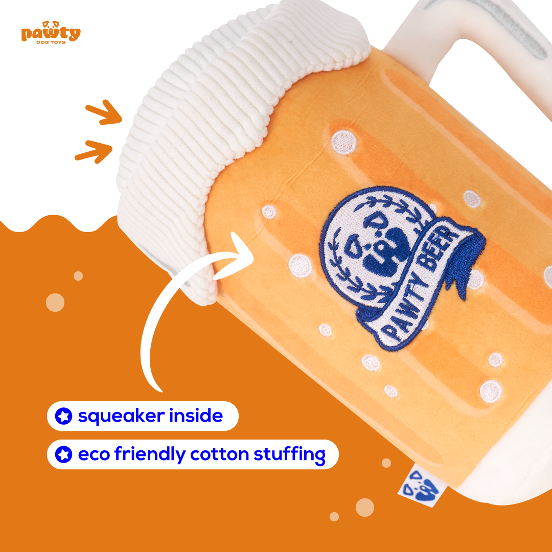 PAWTY BEER PLUSH DOG TOY