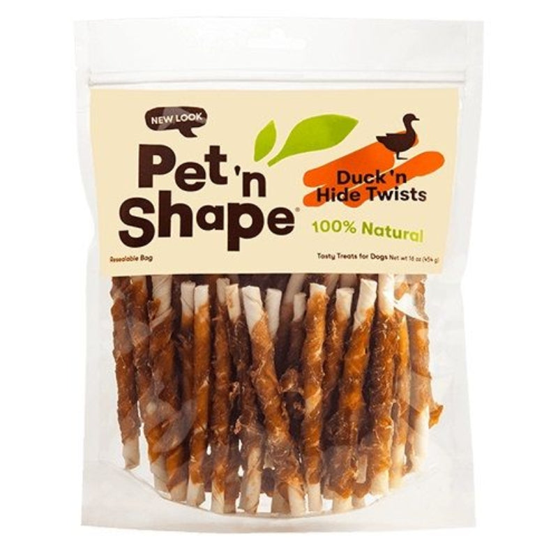 Pet 'n Shape 100% Natural Duck Hide Twists - Regular - 50 Pack - (5" Chews)