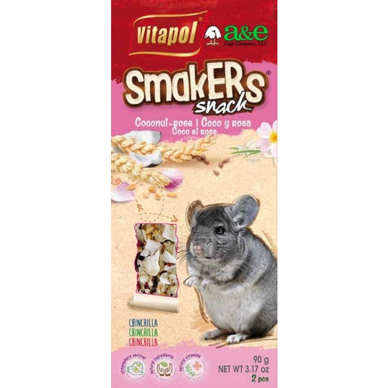 A&E Cage Company Smakers Coconut-Rose Sticks for Chinchillas - 2 count