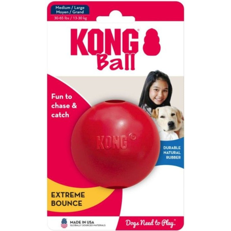 Kong Ball - Red - Medium/large - Solid Ball (dogs 35-85 Lbs - 3" Diameter)