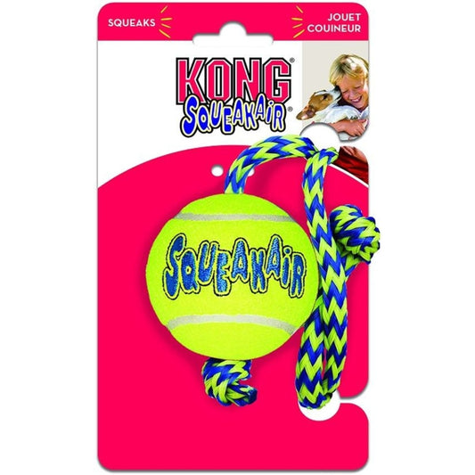 Kong Squeakers Tennis Ball With Rope - Medium