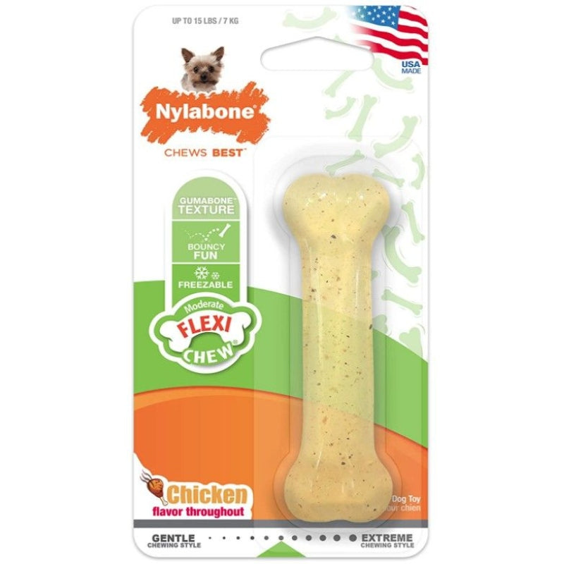 Nylabone Flexi Chew Dog Bone - Chicken Flavor - Petite (1 Pack)