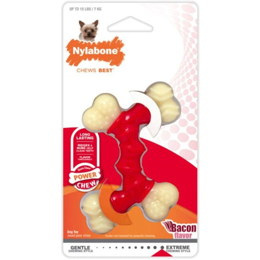 Nylabone Dura Chew Double Bone - Bacon Flavor - Petite - Dogs Up To 15 Lbs