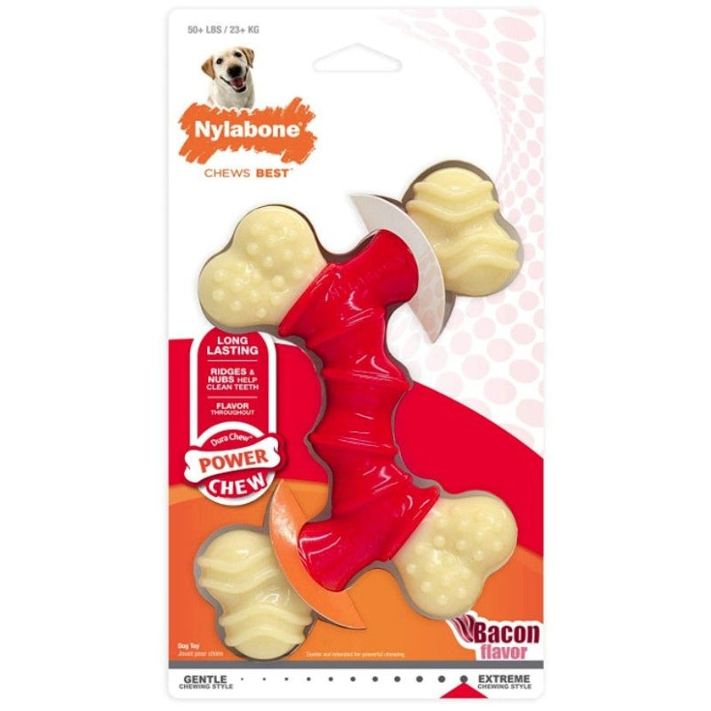 Nylabone Dura Chew Double Bone - Bacon Flavor - Souper - Dogs 50+ Lbs