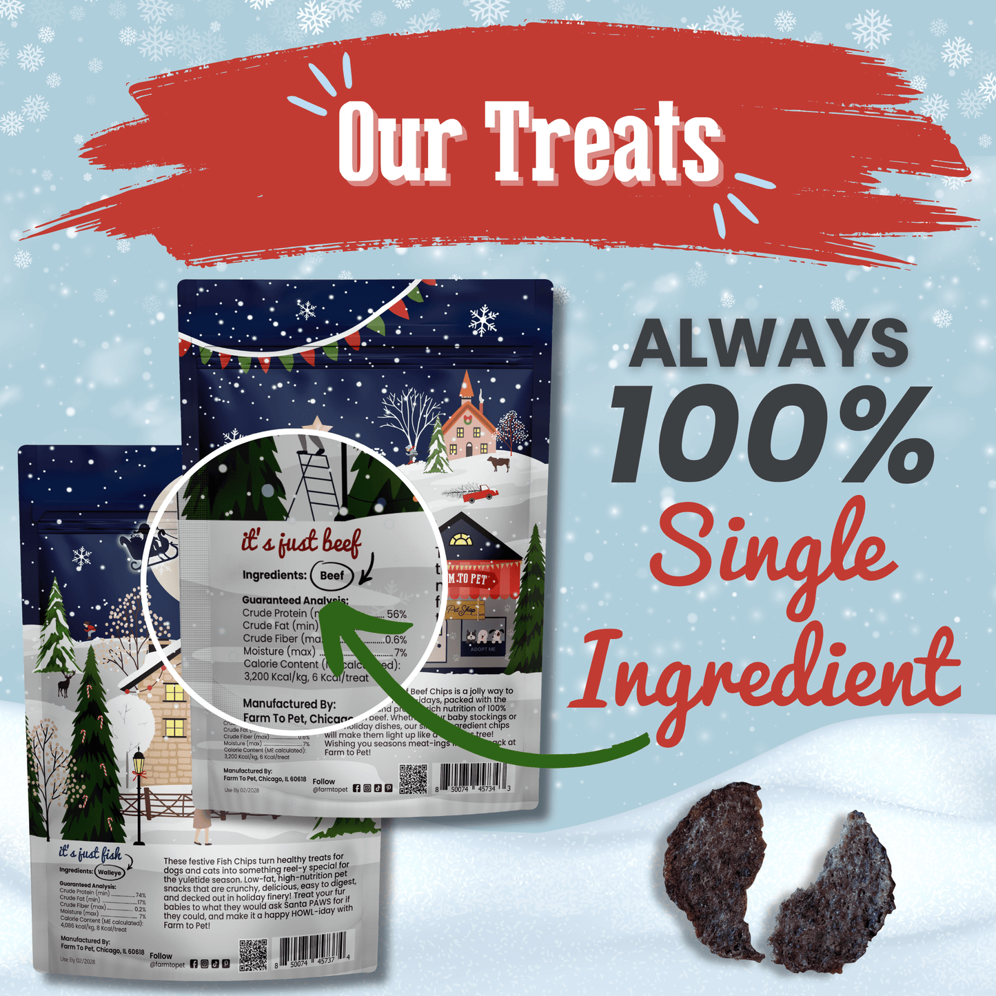 Holiday Chips Dog Treats - Beef & Fish 4oz