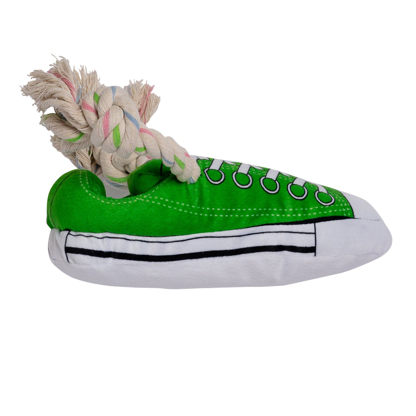 Squeaky Comfort Plush Sneaker Dog Toy – with Treat Compartment, Safe & Durable – Green