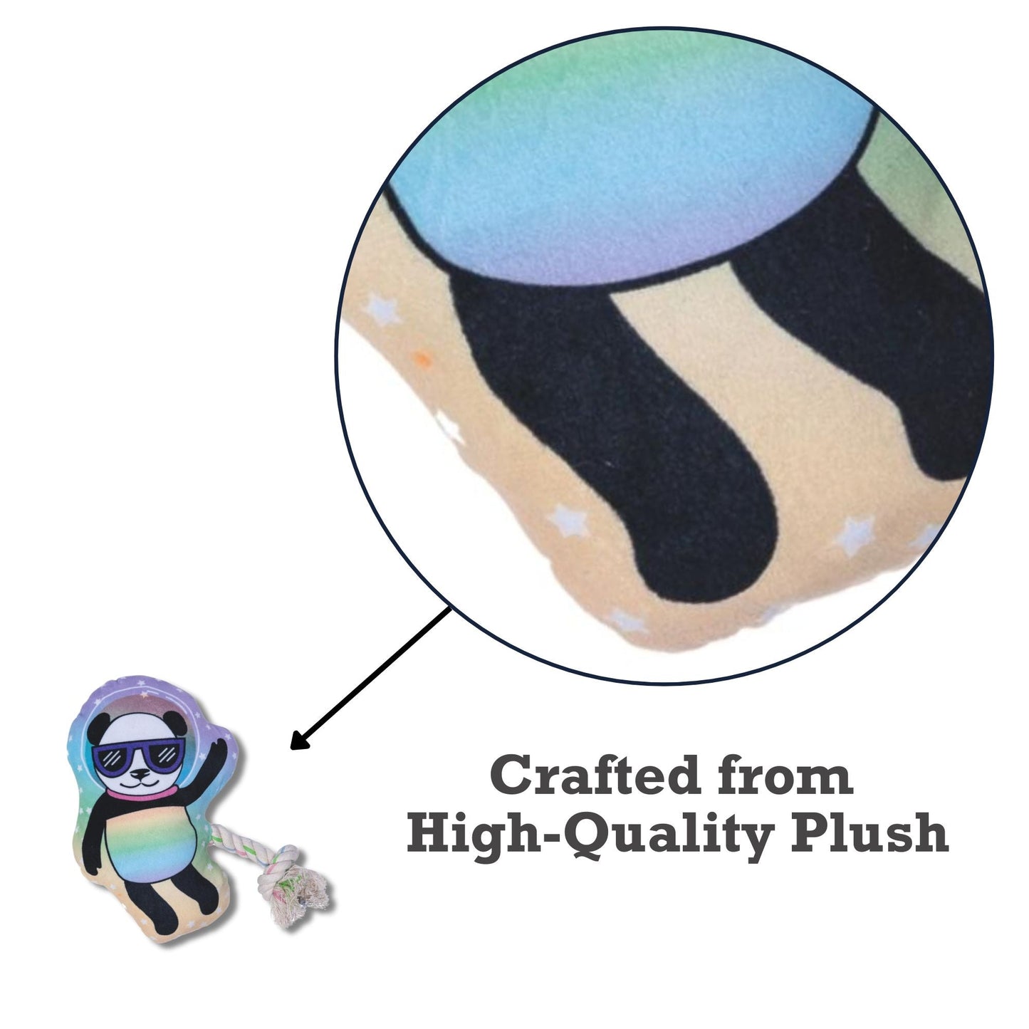 Space Panda Plush Dog Toy – with Squeaker & Crinkle Paper for Fun Play