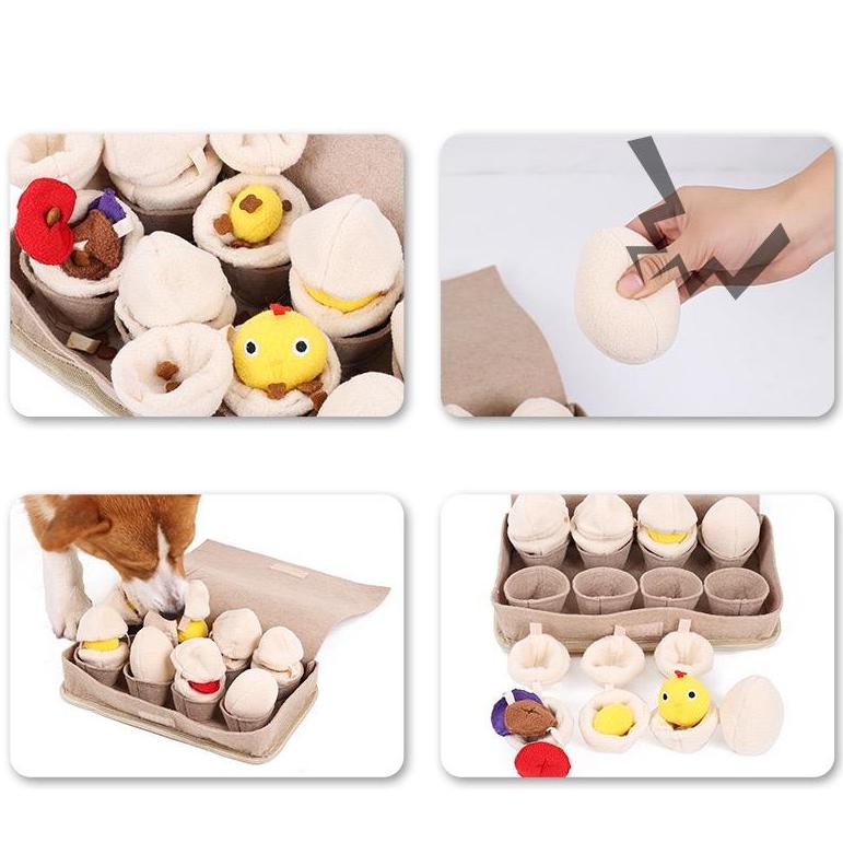 Milou & Lumi Egg Enrichment Plush Toy – Interactive Snuffle Puzzle Toy with Squeaker