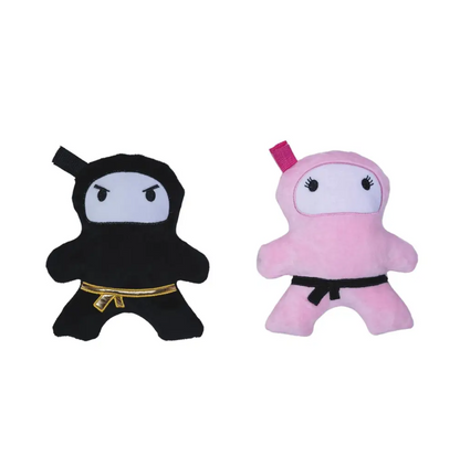 Pink & Black Ninja Love Plush Dog Toy Gift Set – with Squeaker & Crinkle Paper for Fun Play