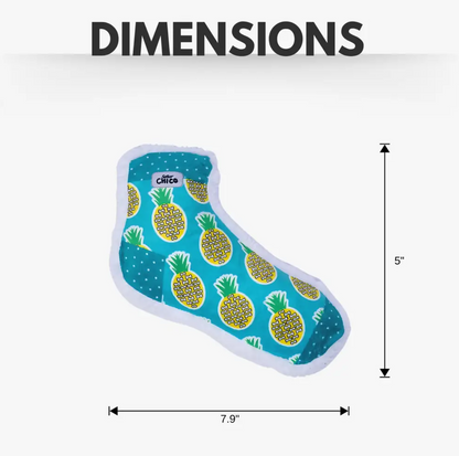 Squeaky Sock Plush Dog Toy – Whimsy Wonders Pineapple Design