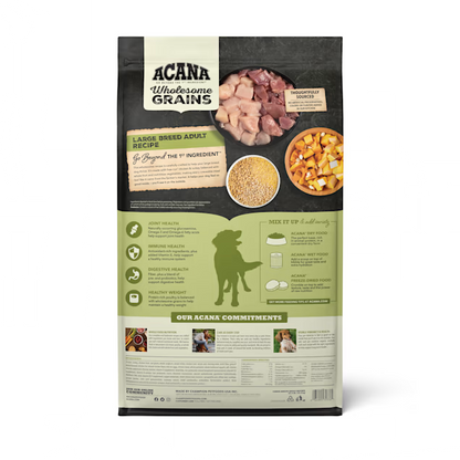 Acana large breed dog food dry dog food bag by The Family Pet with wholesome grains and large breed adult recipe