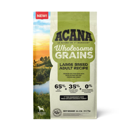 Acana large breed dog food Wholesome Grains large breed adult recipe bag by The Family Pet