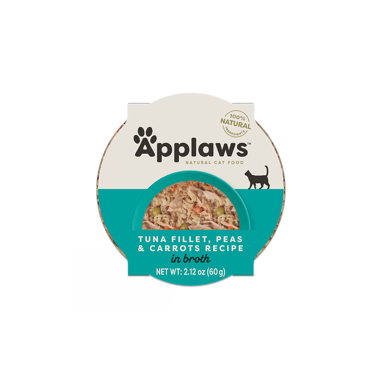 The Family Pet Applaws natural tuna cat food with tuna fillet peas and carrots recipe in broth