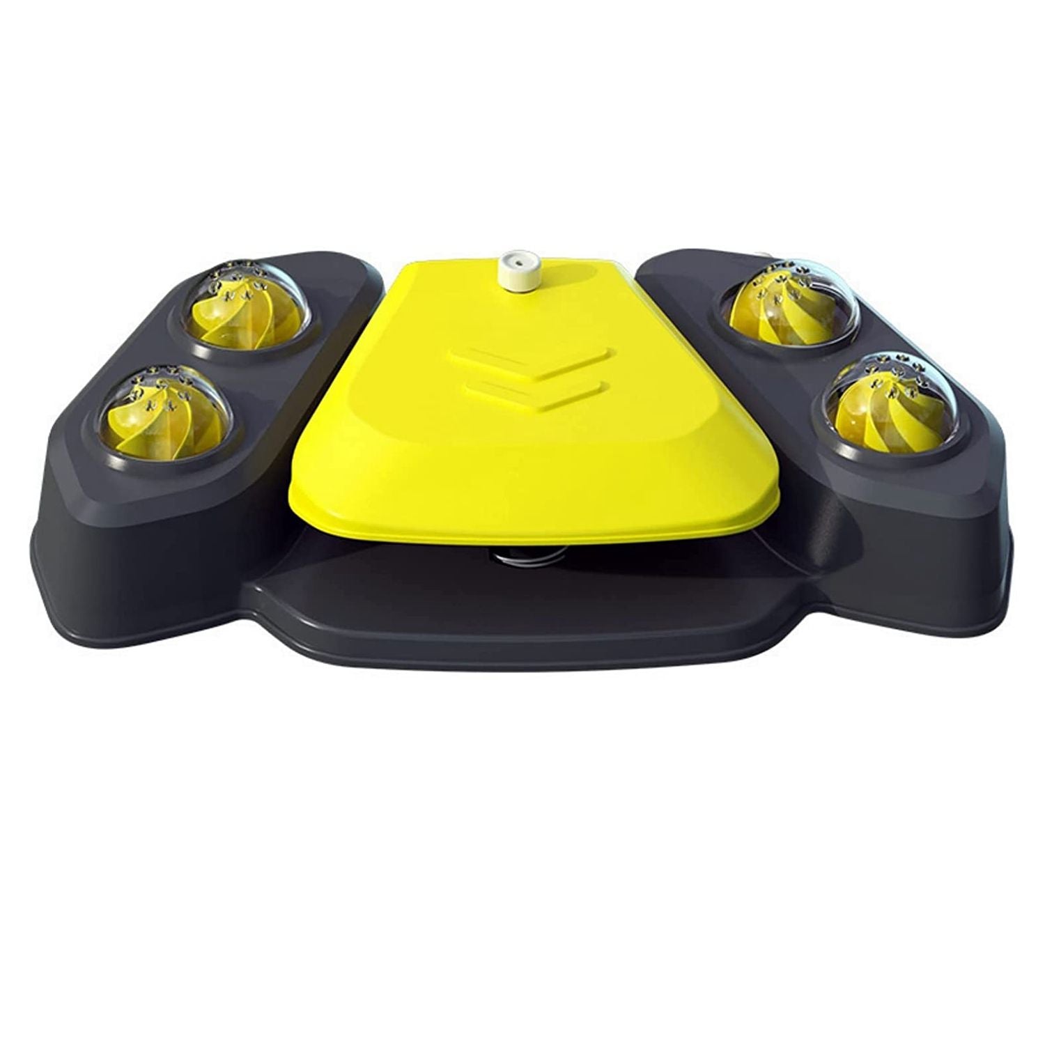 PawCounter.com automatic dog water fountain with yellow and black design and multiple water dispensers
