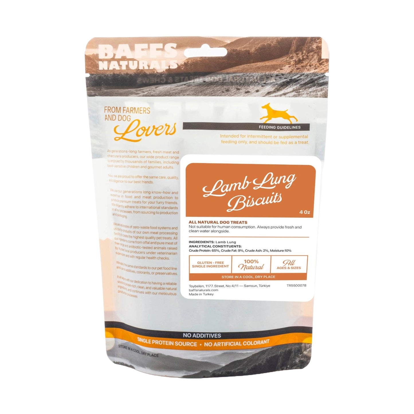 American Pet Supplies all natural lamb dog treats Lamb Lung Biscuits in resealable pouch