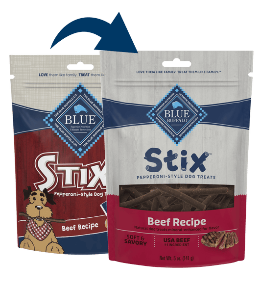 Blue Buffalo Stix Beef Dog Treats, soft and savory snacks for dogs, ideal for training or rewarding