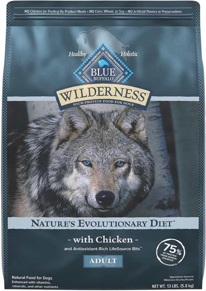 Blue Buffalo Wilderness dog food adult dry food with chicken high-protein natural diet for dogs