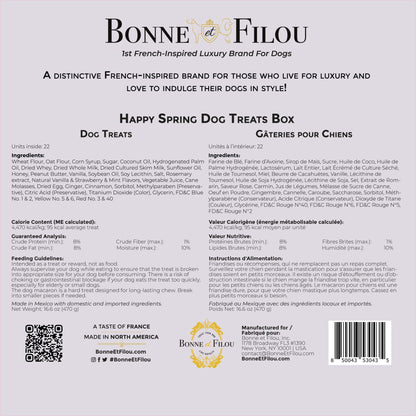 Bonne et Filou Easter dog treats gift box with 22 French-inspired luxury dog treats for spring