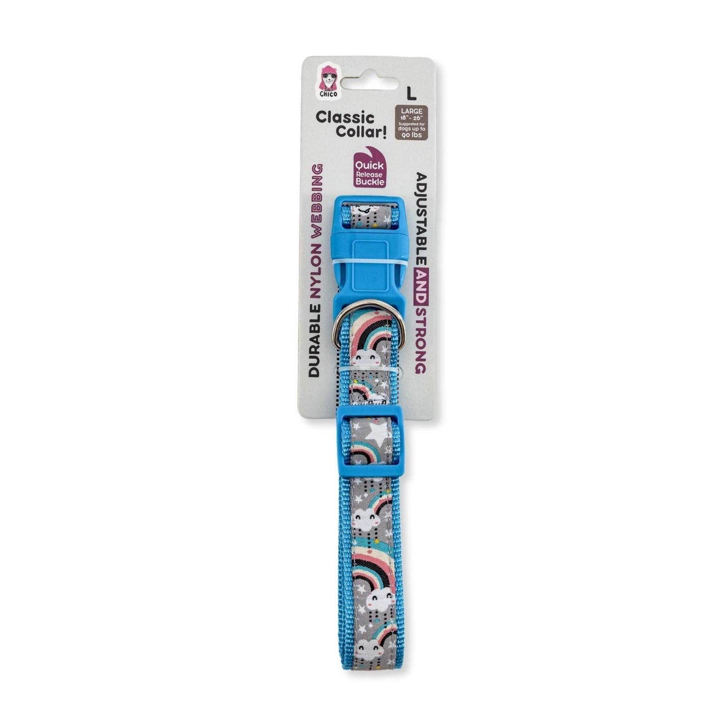 American Pet Supplies durable nylon rainbow dog collar with quick release buckle and adjustable strap