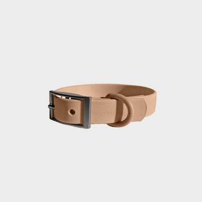 Come Here Buddy durable dog collar in beige with a sturdy metal buckle for everyday use