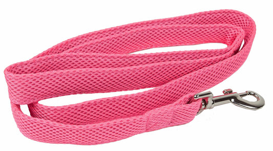 Pink comfortable mesh dog leash with metal clasp for secure pet walking